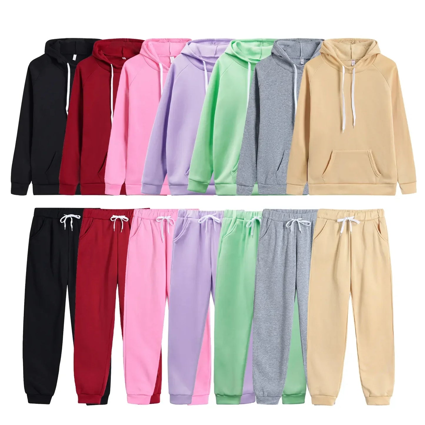 New Womens Tracksuit Autumn Winter Hooded Sweatshirt Suit High Quality Casual Jogging Outfits Clothing Pullover Fleece Pant Sets