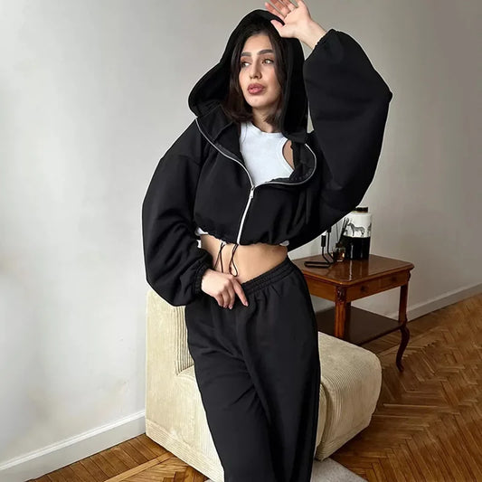 Hoodies Pant Two Piece Sets Women Tracksuit Set Autumn Pant Set Jogger Y2k Sweatshirts Sports Elastic Waist Pants Matching Sets