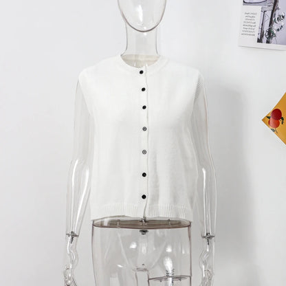 Casual Knitted Single Breasted Vest Women Loose Solid O Neck Sleeveless Female Waistcoat 2024 Autumn Lady All-match Streetwear