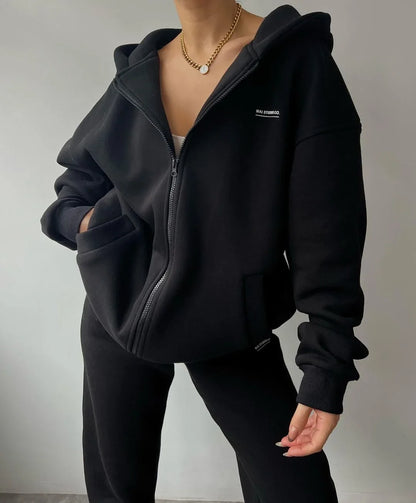 Women's Tracksuit Suit Autumn Fashion Warm Hoodie Sweatshirts Two Pieces Oversized Solid Casual Hoody Pullovers Long Pant Sets