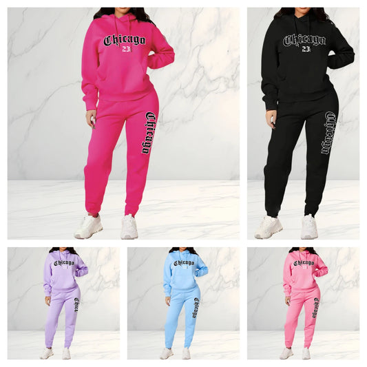 2025 Women's Letter Print Hoodie & Pants 2 Piece Set, Casual Sportswear Tracksuit for Streetwear Fashion and Daily Outerwear