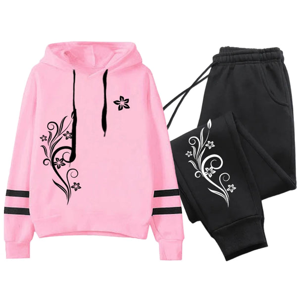 Women’s Printed Stripe Hoodie Casual Single-Piece & Set Sweatshirt