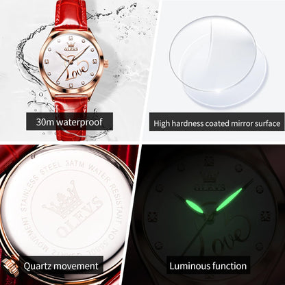 OLEVS Brand Watch Heart Shaped Waterproof Women's Quartz Watch 5580