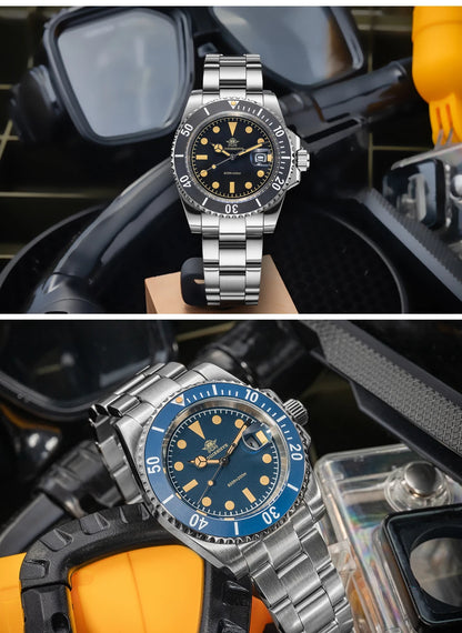 ADDIESDIVE New Watch For Men Quartz Wristwatch Ceramic Bezel Diving 200m Retro C3 Luminous 41mm Automatic Date Diver Men's Watch