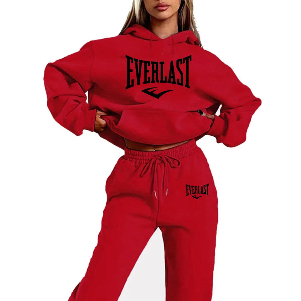 2025 New Women's 2-Piece Tracksuit Set, Hooded Pullover & Athletic Joggers, Sporty Streetwear Outfit, Casual Lounge Wear