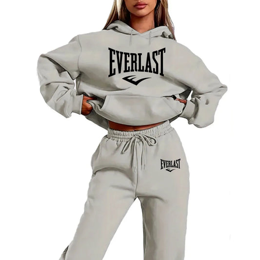 2025 New Women's 2-Piece Tracksuit Set, Hooded Pullover & Athletic Joggers, Sporty Streetwear Outfit, Casual Lounge Wear