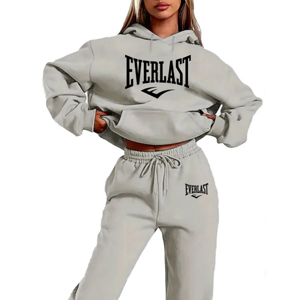 2025 New Women's 2-Piece Tracksuit Set, Hooded Pullover & Athletic Joggers, Sporty Streetwear Outfit, Casual Lounge Wear