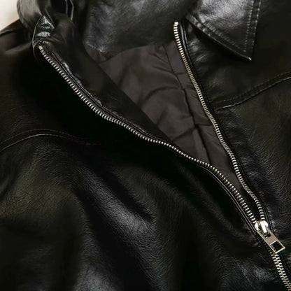 2024 Autumn New Women's Clothing European and American Style French Design Fashionable Versatile Textured Leather Jacket