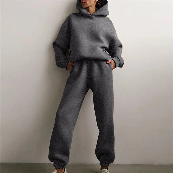 Plain Oversized Hoodie Tracksuit Set