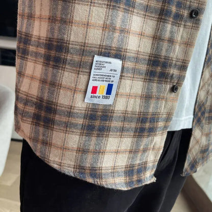 Men's Long Sleeved Checkered Shirt, Korean Slim Fit Jacket, Casual Student Trend Shirt, Lining