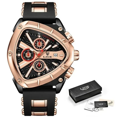 LIGE Chronograph Fashion Men's Casual Watches Stainless Steel Quartz Wrist Watch Man Calendar Male Sports Luminous Clock Relogio