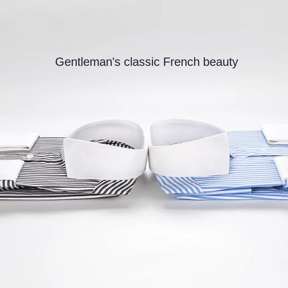 2023 French Cufflinks Suit Collar Korean Version Slim Fitting Shirt Long Sleeve Men's Tuxedo Party Wedding  Shirts