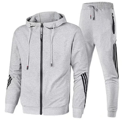Men's Winter Tracksuit Set, Solid Color Hoodies and Drawstring Sweatpants, Loose Fit Leisure Sportswear Suit