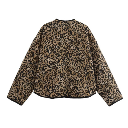 PB&ZA2024 Autumn New Women's Fashion Style Casual Loose Warm Versatile Animal Pattern Printed Cotton Jacket