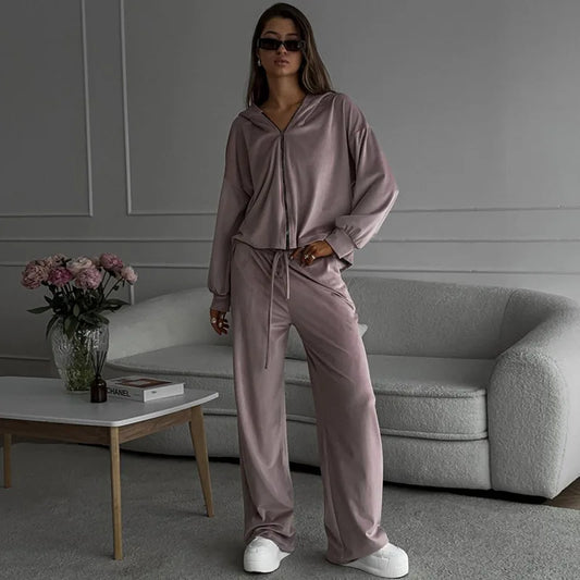 Two Piece Sets Women Matching Sets Tracksuit Jogger Y2k Autumn Winter Sports Elastic Waist Streetwear Pants Sweatshirts Pant Set