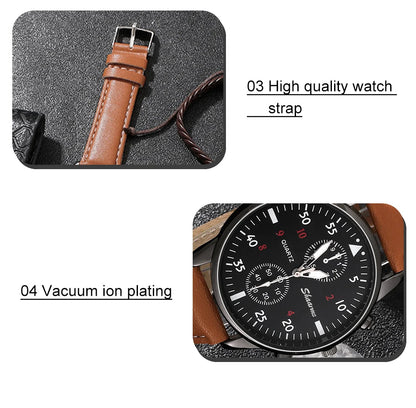 Fashion Mens Watches Luxury Casual Business Watch for Men Leather Strap Sports Big Dial Quartz Wrist Watch Relogio Masculino