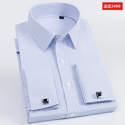 2023 French Cufflinks Suit Collar Korean Version Slim Fitting Shirt Long Sleeve Men's Tuxedo Party Wedding  Shirts
