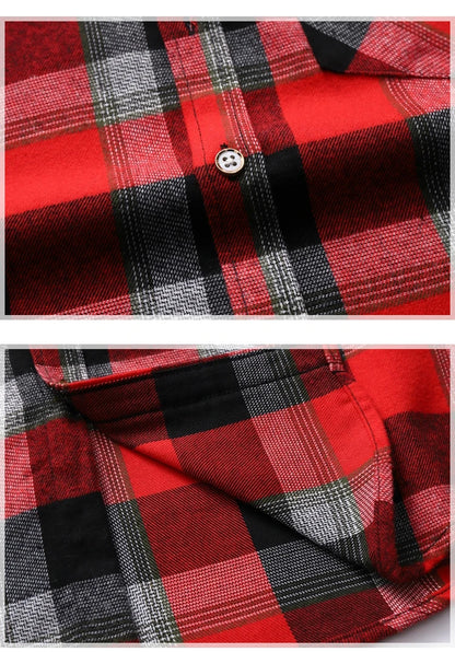 Striped Plaid Short Sleeved Shirt Men's Single-breasted Square Collar Cotton Shirts Summer Fashion Casual Camisa Men Chemise 7XL