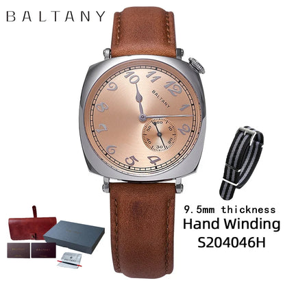 Baltany 1921 ST1701 Classic Men's Automatic Mechanical Watch Luxury Sapphire Vintage Leather Waterproof 5Bar Watch reloj hombre