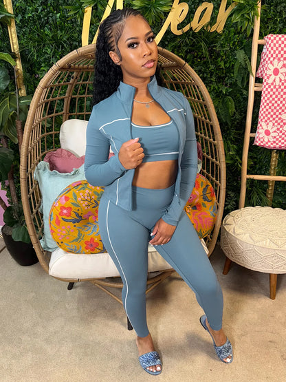 Weird Puss Casual 3 Piece Set Women Tracksuit Elastic Vest+Zip Jacket+Leggings Matching Street Sporty Fitness Street Shapewear