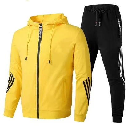 Men's Winter Tracksuit Set, Solid Color Hoodies and Drawstring Sweatpants, Loose Fit Leisure Sportswear Suit