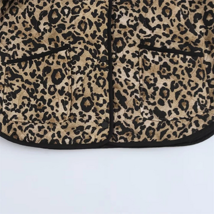 PB&ZA2024 Autumn New Women's Fashion Style Casual Loose Warm Versatile Animal Pattern Printed Cotton Jacket