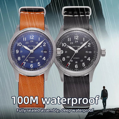 Baltany Calendar Field Wristwatches 32mm S2049 NH35 Sapphire Crystal Luminous 10ATM Stainless Steel Automatic Mechanical Watches