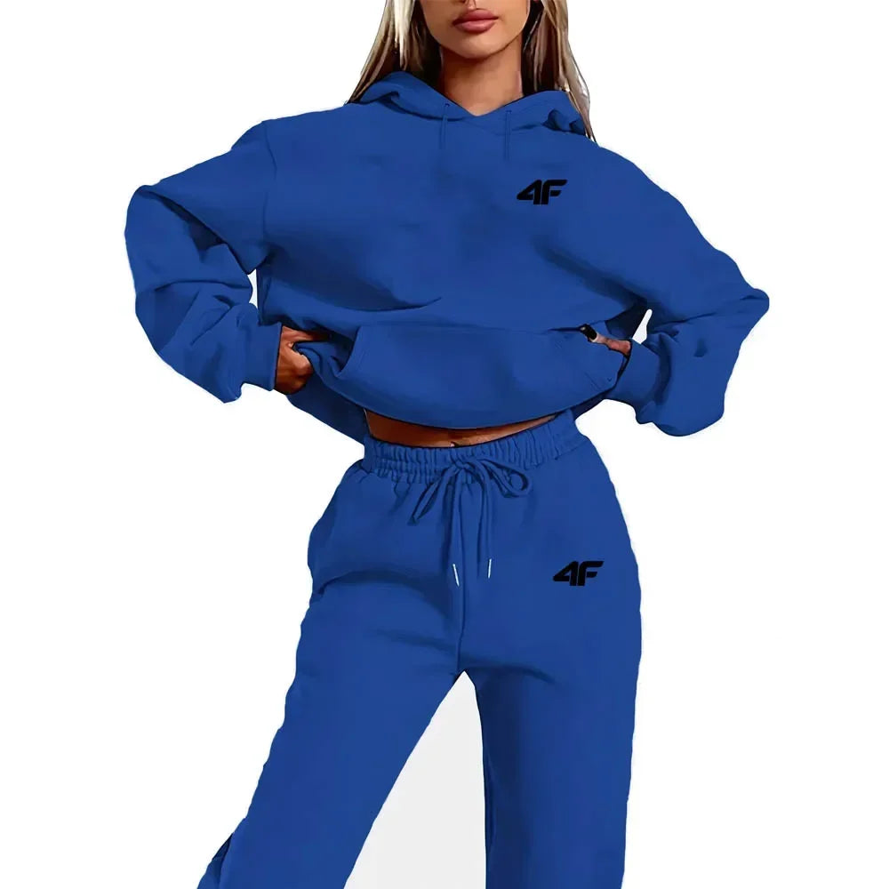 2025 New Women's 2-Piece Tracksuit Set, Hooded Pullover & Athletic Joggers, Sporty Streetwear Outfit, Casual Lounge Wear