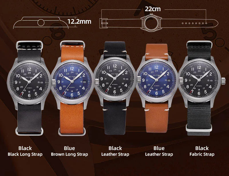 Baltany Calendar Field Wristwatches 32mm S2049 NH35 Sapphire Crystal Luminous 10ATM Stainless Steel Automatic Mechanical Watches