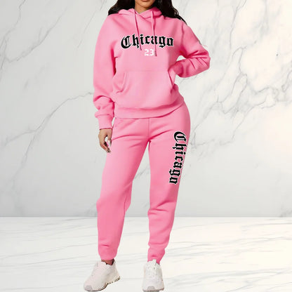 2025 Women's Letter Print Hoodie & Pants 2 Piece Set, Casual Sportswear Tracksuit for Streetwear Fashion and Daily Outerwear