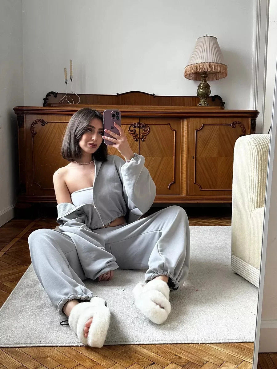 Hoodies Pant Two Piece Sets Women Tracksuit Set Autumn Pant Set Jogger Y2k Sweatshirts Sports Elastic Waist Pants Matching Sets