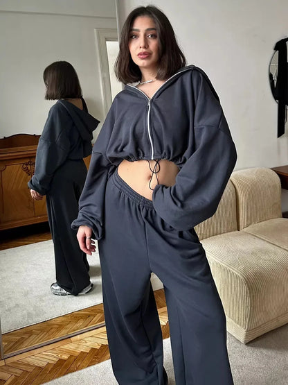 Hoodies Pant Two Piece Sets Women Tracksuit Set Autumn Pant Set Jogger Y2k Sweatshirts Sports Elastic Waist Pants Matching Sets