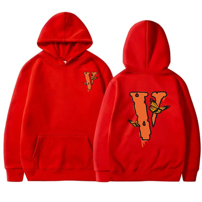 New Letter 2023 Autumn Winter Men's Black "V" Printing Casual Kangaroo Pocket Hoodie Hoodie Hoodie Gift Bestseller