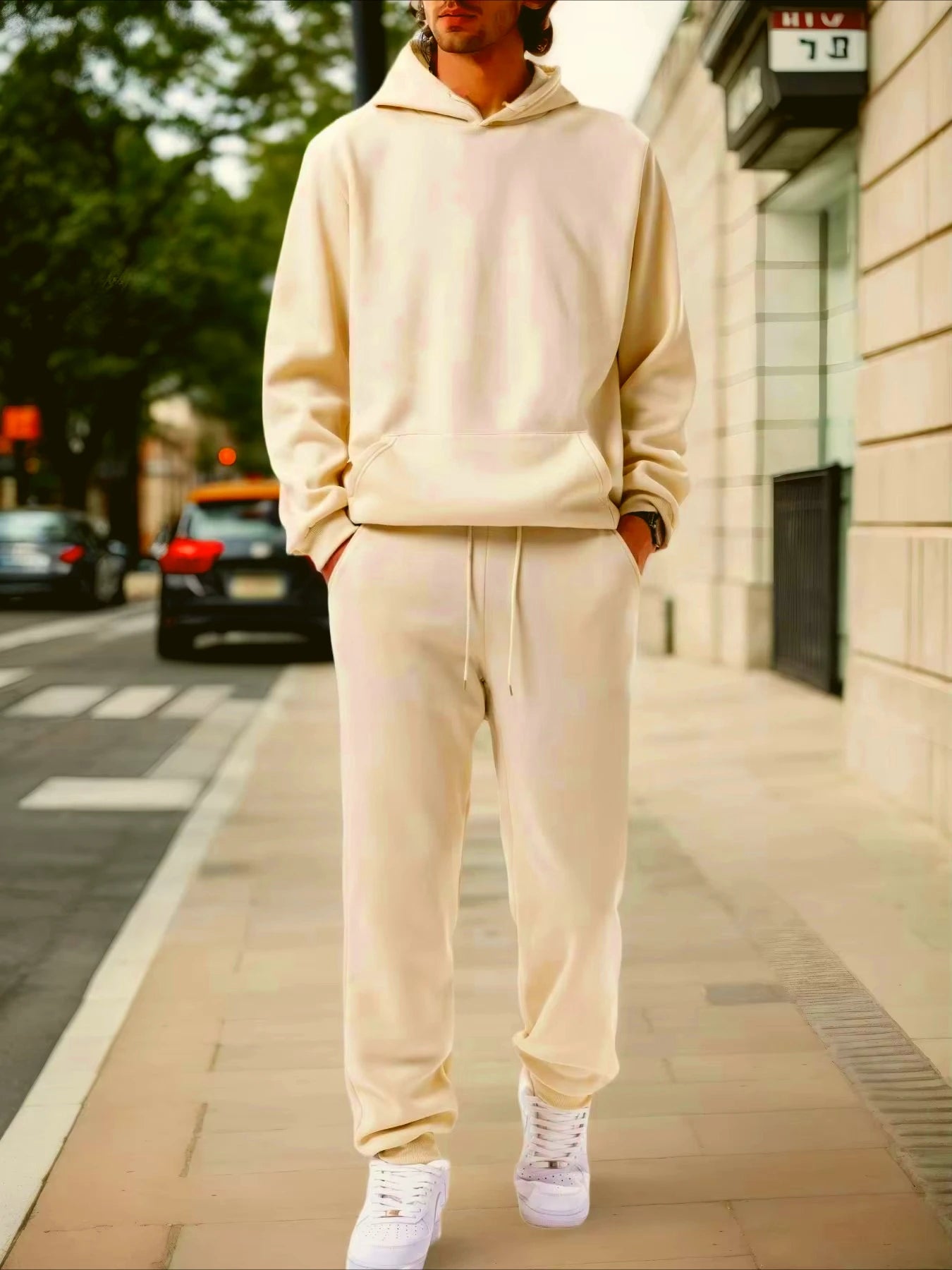 Men's Autumn and Winter Solid Color Hoodie+jogging Pants Two-piece Set Fashionable Outdoor Casual Sportswear Men's Tracksuit