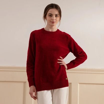 Chenille Sweater for Women O Neck Pullovers Ribbed Cuff Long Sleeve Knitted Tops Women Solid Sweater 2024 Cozy Sweaters Jumpers
