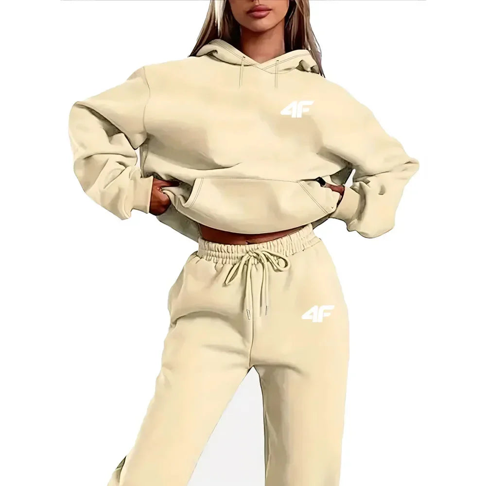 2025 New Women's 2-Piece Tracksuit Set, Hooded Pullover & Athletic Joggers, Sporty Streetwear Outfit, Casual Lounge Wear