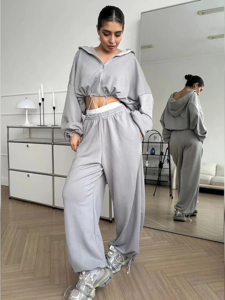 Hoodies Pant Two Piece Sets Women Tracksuit Set Autumn Pant Set Jogger Y2k Sweatshirts Sports Elastic Waist Pants Matching Sets