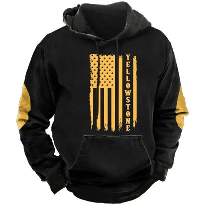 Vintage Men's Hoodie Yellowstone Park 3D Print Pullover Y2K Men's Tops Street Fashion Oversized Hoodie Casual Men's Clothing