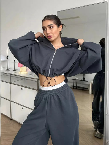Hoodies Pant Two Piece Sets Women Tracksuit Set Autumn Pant Set Jogger Y2k Sweatshirts Sports Elastic Waist Pants Matching Sets