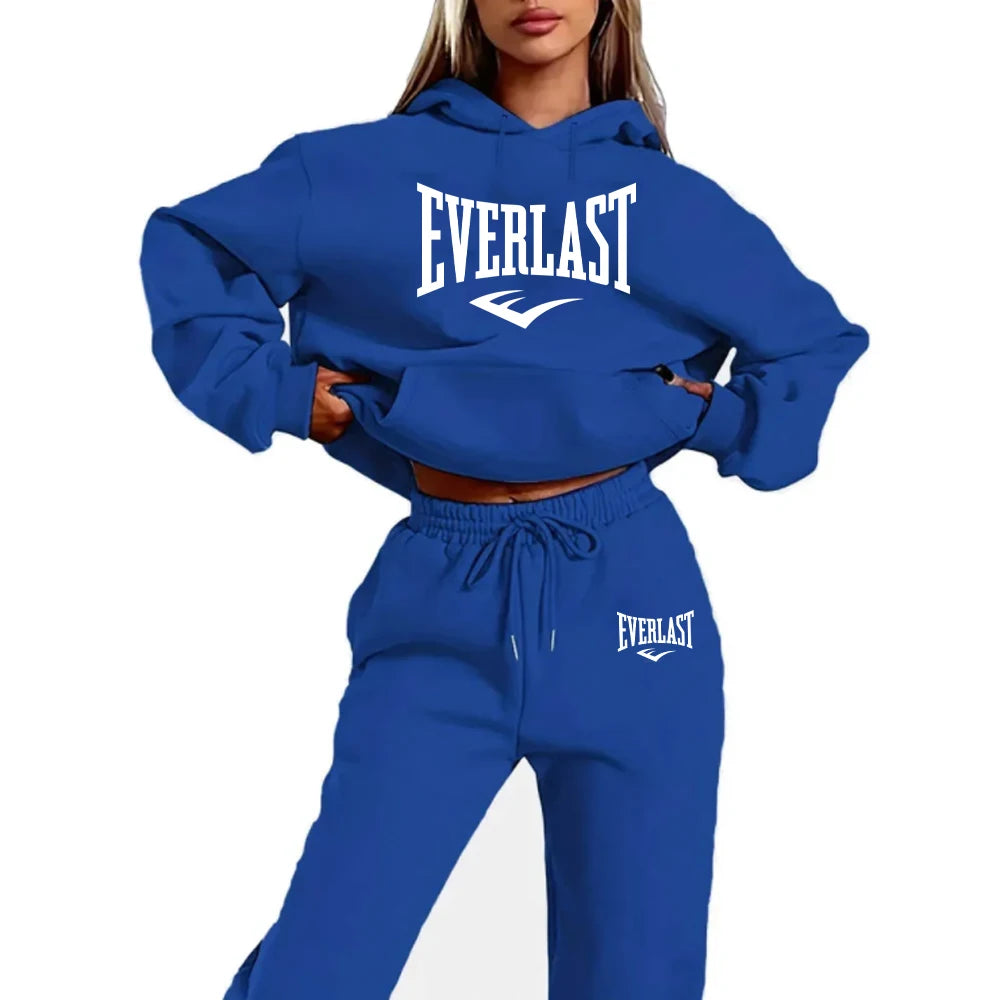 2025 New Women's 2-Piece Tracksuit Set, Hooded Pullover & Athletic Joggers, Sporty Streetwear Outfit, Casual Lounge Wear