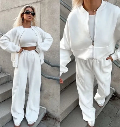 Autumn Winter Jacket Pant Two Piece Sets Women Pant Set Tracksuit Jogger Y2k Sweatshirts Sports Elastic Waist Pants Matching Set