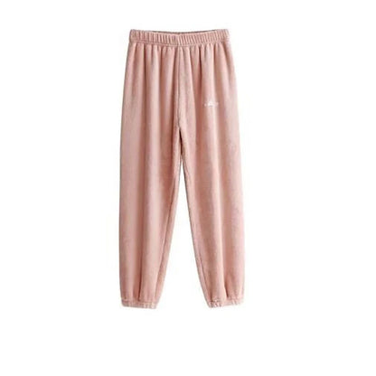 Women Velvet Pajama Set Fleecing Warm Loose Top And Elastic Waist Pants Casual Warm Woolen Suit Women 2024 Winter Men Sleepwear