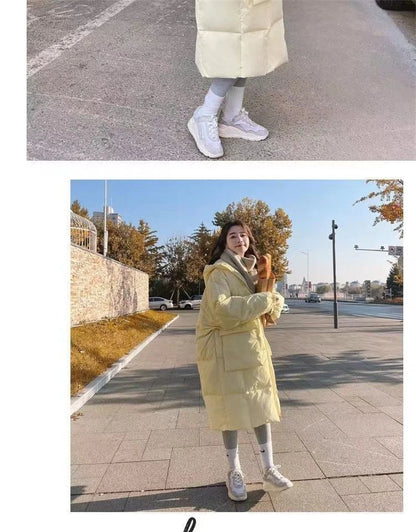 2024 New Korean Women's Jacket Winter Parkas Loose Hooded Cotton Padded Female Long Down Jacket Thicken Oversize Puffer Coats
