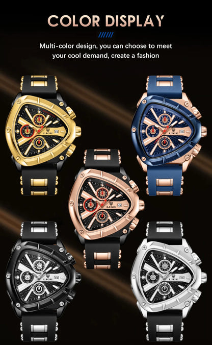 LIGE Chronograph Fashion Men's Casual Watches Stainless Steel Quartz Wrist Watch Man Calendar Male Sports Luminous Clock Relogio