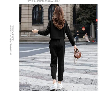 JOEVILU 2PCS Streetwear Tracksuit Cargo Coat Casual Pants 2 Piece Sets Women's Outfits Spring and Autumn Korean Fashion Y2k Suit