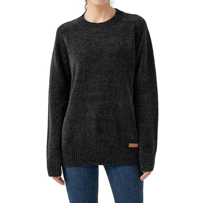 Chenille Sweater for Women O Neck Pullovers Ribbed Cuff Long Sleeve Knitted Tops Women Solid Sweater 2024 Cozy Sweaters Jumpers