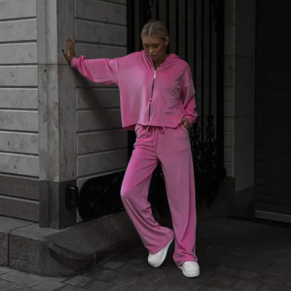 Two Piece Sets Women Matching Sets Tracksuit Jogger Y2k Autumn Winter Sports Elastic Waist Streetwear Pants Sweatshirts Pant Set