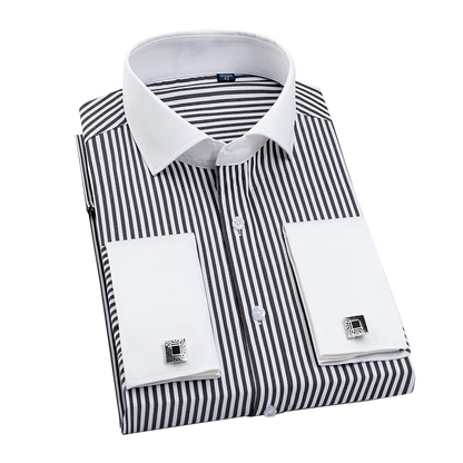 2023 French Cufflinks Suit Collar Korean Version Slim Fitting Shirt Long Sleeve Men's Tuxedo Party Wedding  Shirts