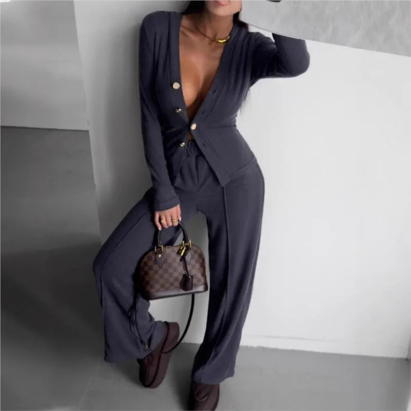 Autumn Tracksuit Pants Sets Women Outfits 2025 Casual Button Cardigan Pants Women's Suit New In Matching Sets Female Clothing
