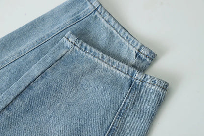 Curved Knife Cut Wide Leg Loose Jeans Look Slimmer 2024 Autumn Denim Pant